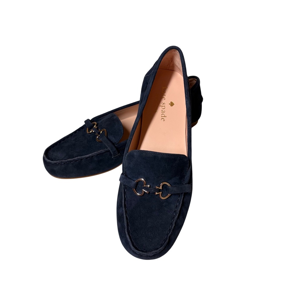 Kate Spade Bernice Suede Driving Moccasin Horsebit Loafer 6.5 Navy Old Money